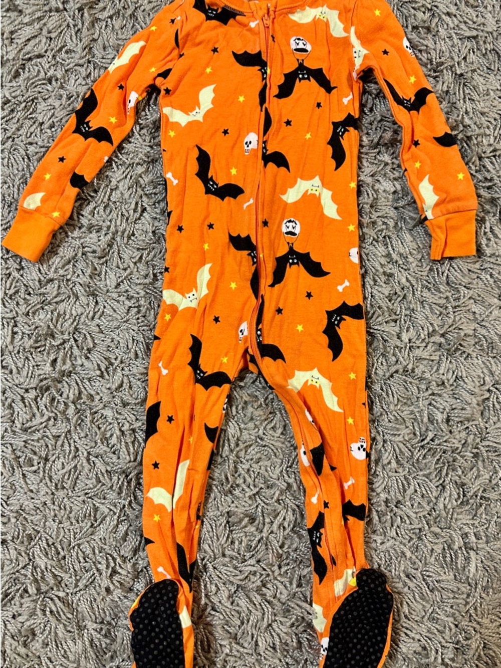 Old Navy Orange Halloween Bat Print Kids Footed Pajamas